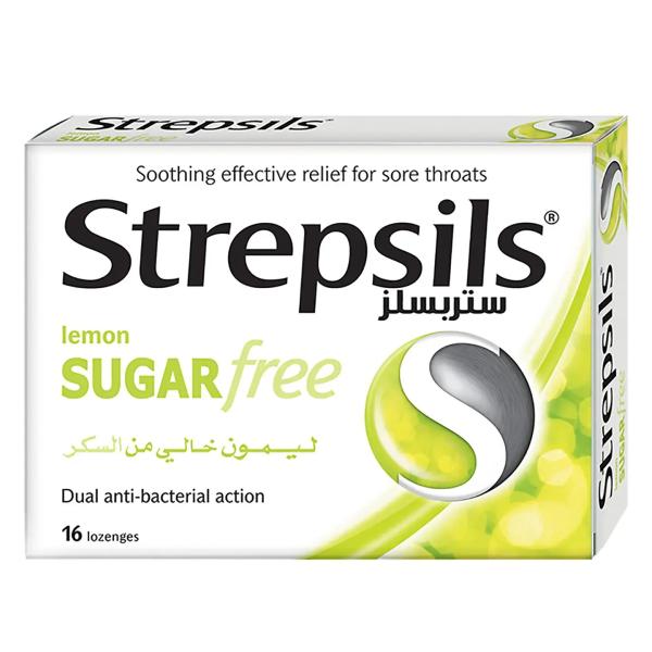 STREPSILS SUGAR FREE LEMON 16 LOZENGES