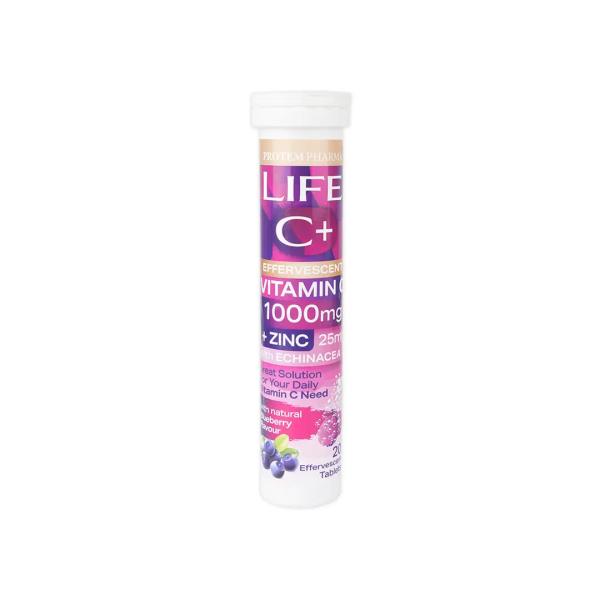 LIFE C+ 1000 MG WITH ZINC BLUEBERRY FLAVOUR 2O EFF TABLET