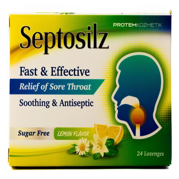 SEPTOSILZ SUGAR FREE LEMON 24 LOZENGES