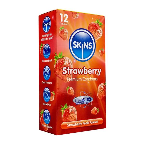 SKINS PREMIUM STRAWBERRY CONDOMS 12 CONDOM