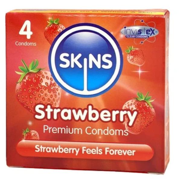 SKINS PREMIUM STRAWBERRY CONDOMS 4 CONDOM