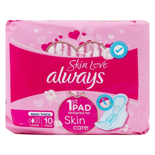ALWAYS SKIN LOVE MAXI THICK LARGE 10 PADS ( 2808 )