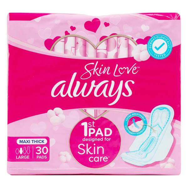 ALWAYS SKIN LOVE MAXI THICK LARGE 30 PADS ( 2792 )