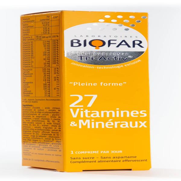 BIOFAR 27 VITAMINES & MINERAUX 15 EFF TAB