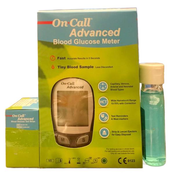 ON-CALL ADV MONITER+100 STRIPS+100 LANCET+ALCOHO GEL