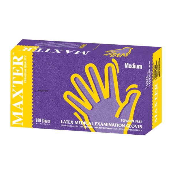 MAXTER LATEX GLOVES POWDER FREE MEDIUM