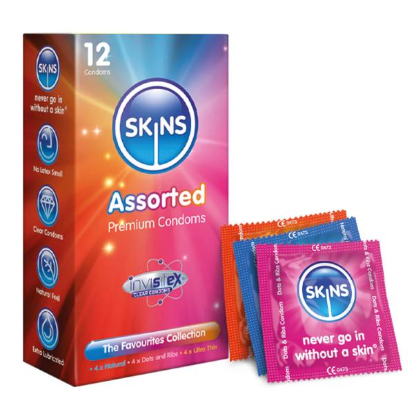 SKINS PREMIUM CONDOMS ASSORTED 12PCS