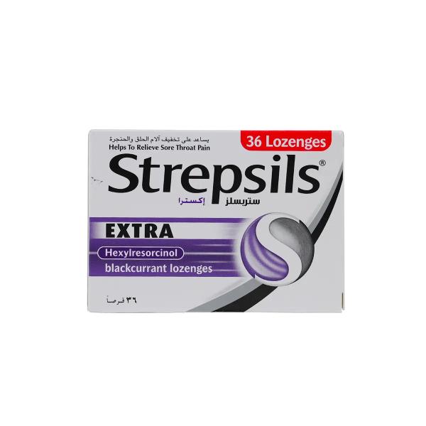 STREPSILS EXTRA BLACKCURRANT LOZ 36'S